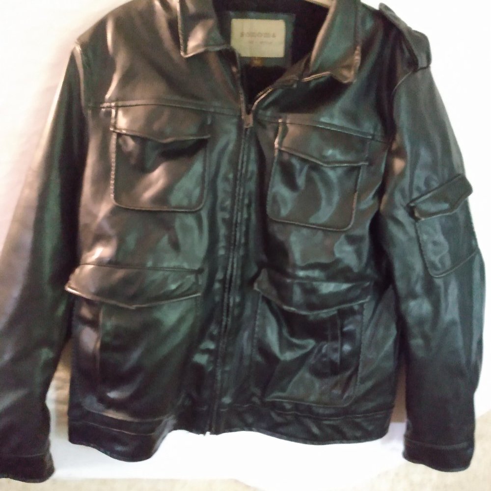 black leather jacket